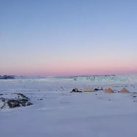 Camping at -25°C at a glacier front in Greenland.
