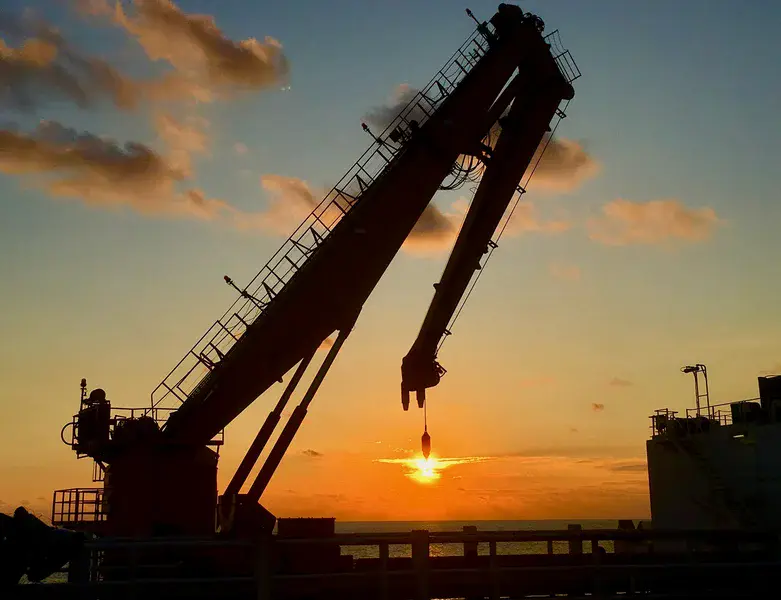 The D/V Chikyu loading the Sun during IODP expedition 380