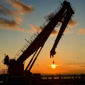 The D/V Chikyu loading the Sun during IODP expedition 380