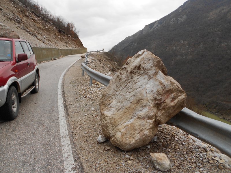 Block on roadside in Albania