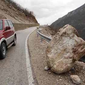 Block on roadside in Albania