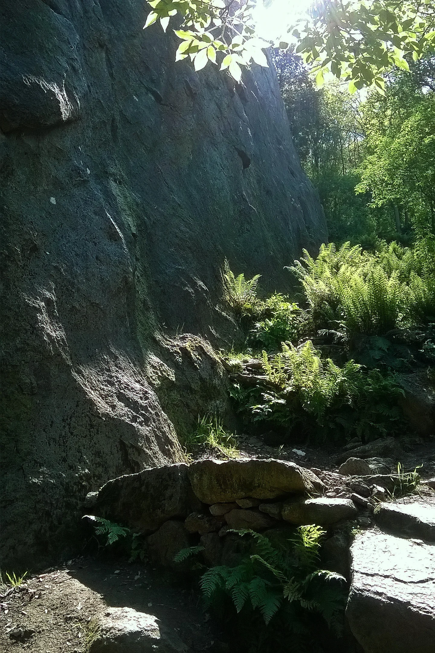 Light, shadow, high, bottom. Rock connects the opposite.