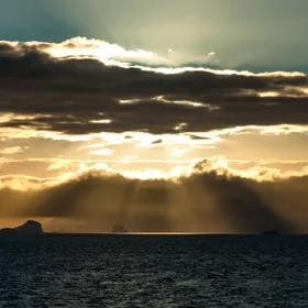 Icebergs at sunset in Antarctica