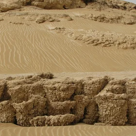 Gypsum tufa cusps in the former Layla Lake