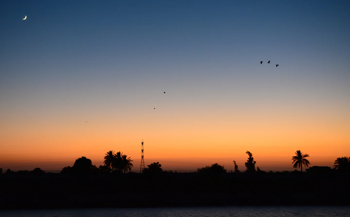 Sunset at Suez Canal