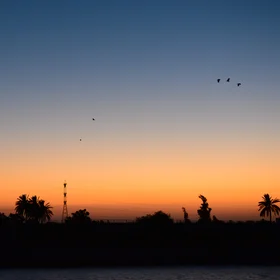 Sunset at Suez Canal
