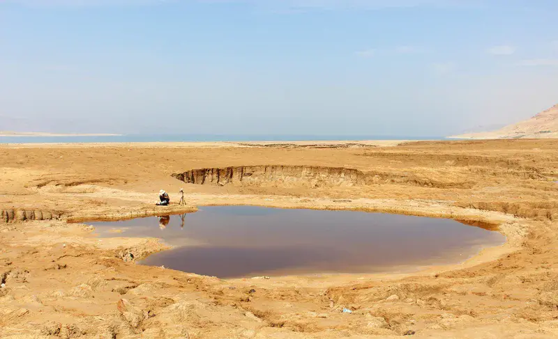 A study of sinkholes in the former bed of the Dead Sea, Jordan.