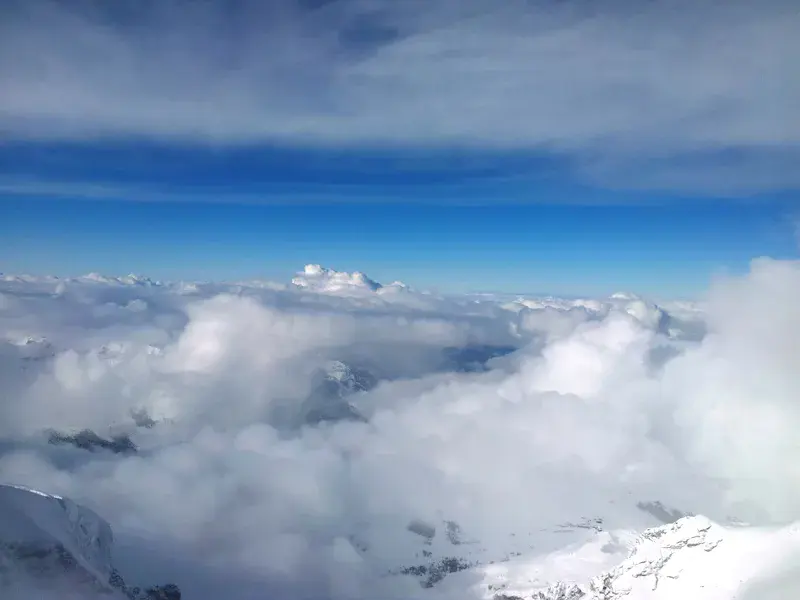 Between clouds at Jungfraujoch mountain, Switzerland.