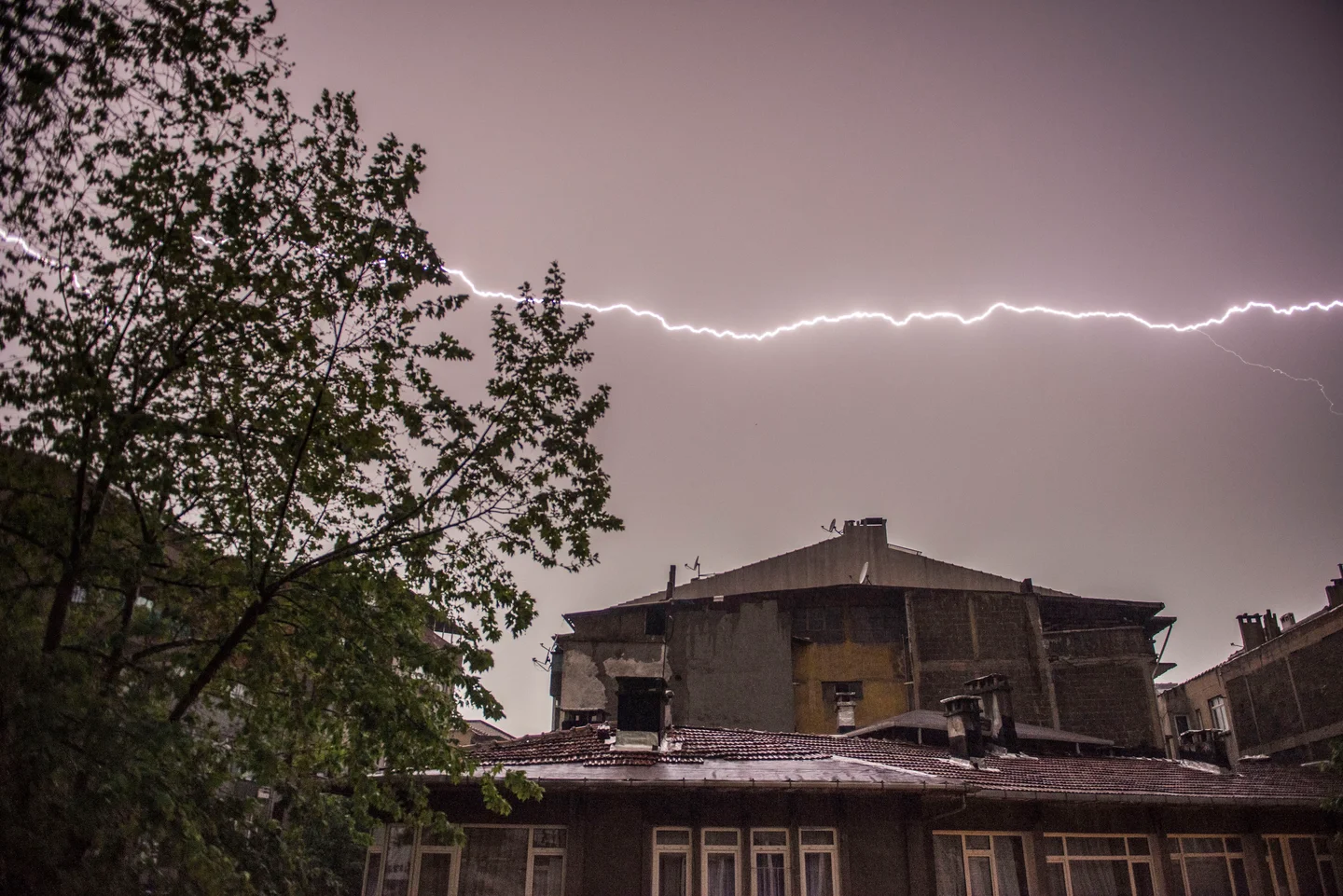 Lightning lights up Istanbul sky