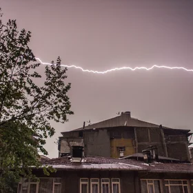 Lightning lights up Istanbul sky