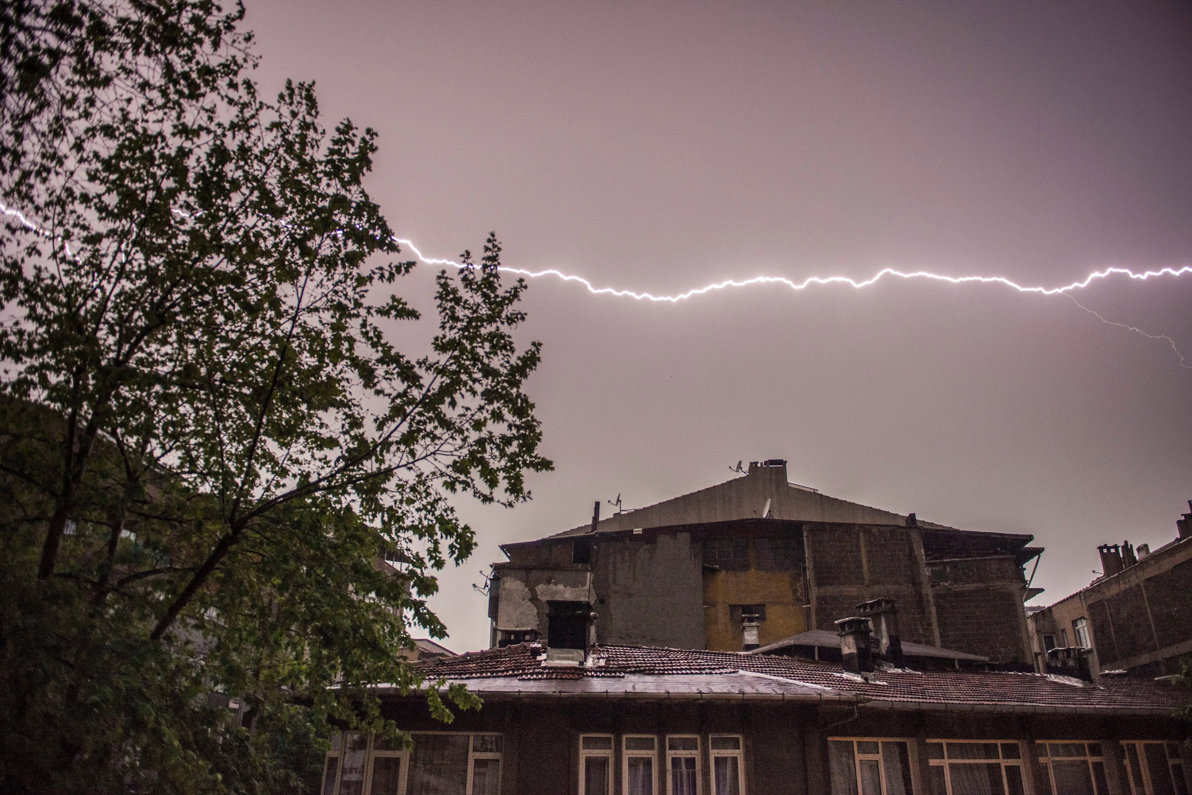 Lightning lights up Istanbul sky
