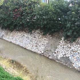 Concrete riverbank at Athens, Greece