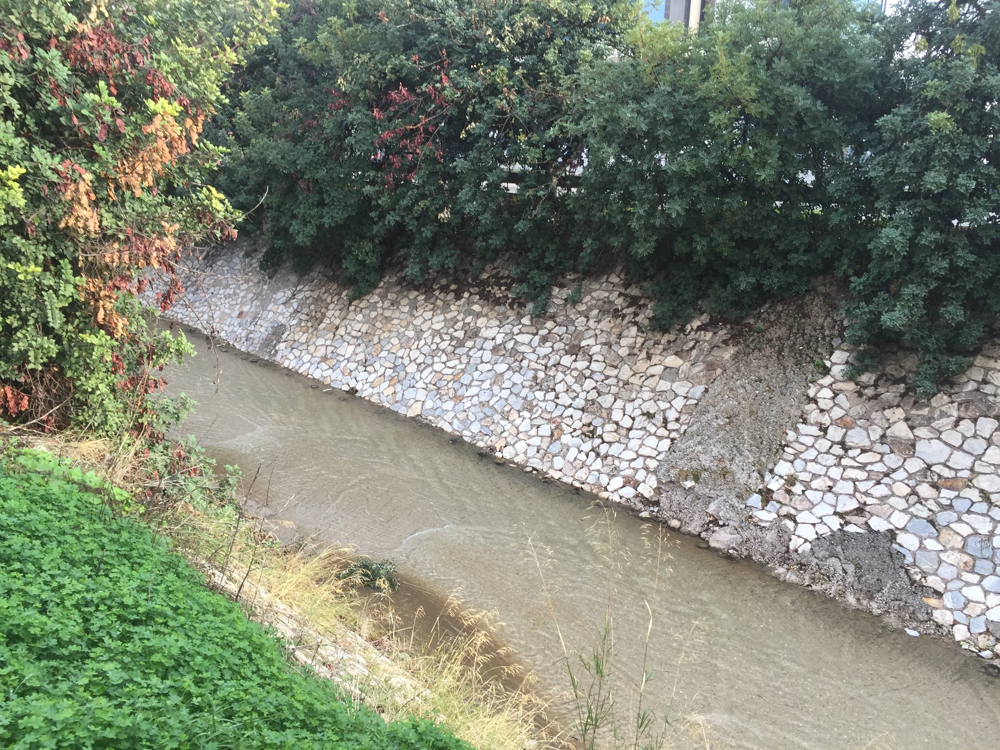 Concrete riverbank at Athens, Greece