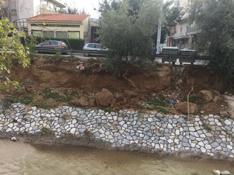 Kifisos River near houses at Athens, Greece