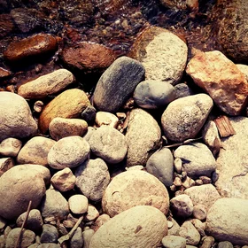 Rounded Boulders in a riverbed in Kenya