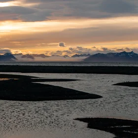 Midnight sun on Svalbard
