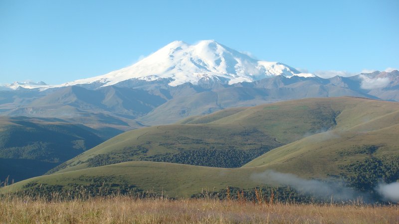 Greater Caucasus.   Volcano Elbrus 5642 m. (The Top of Europe).