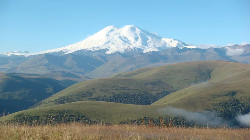Greater Caucasus.   Volcano Elbrus 5642 m. (The Top of Europe).