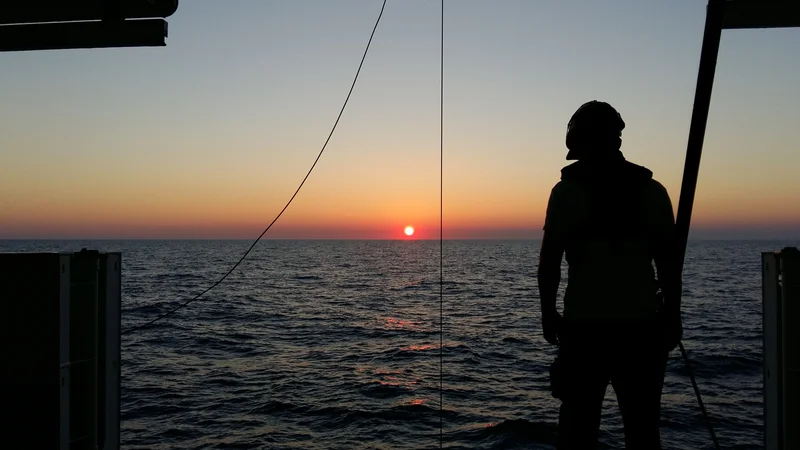 Early morning CTD-rosette on board R/V Pourquoi Pas?