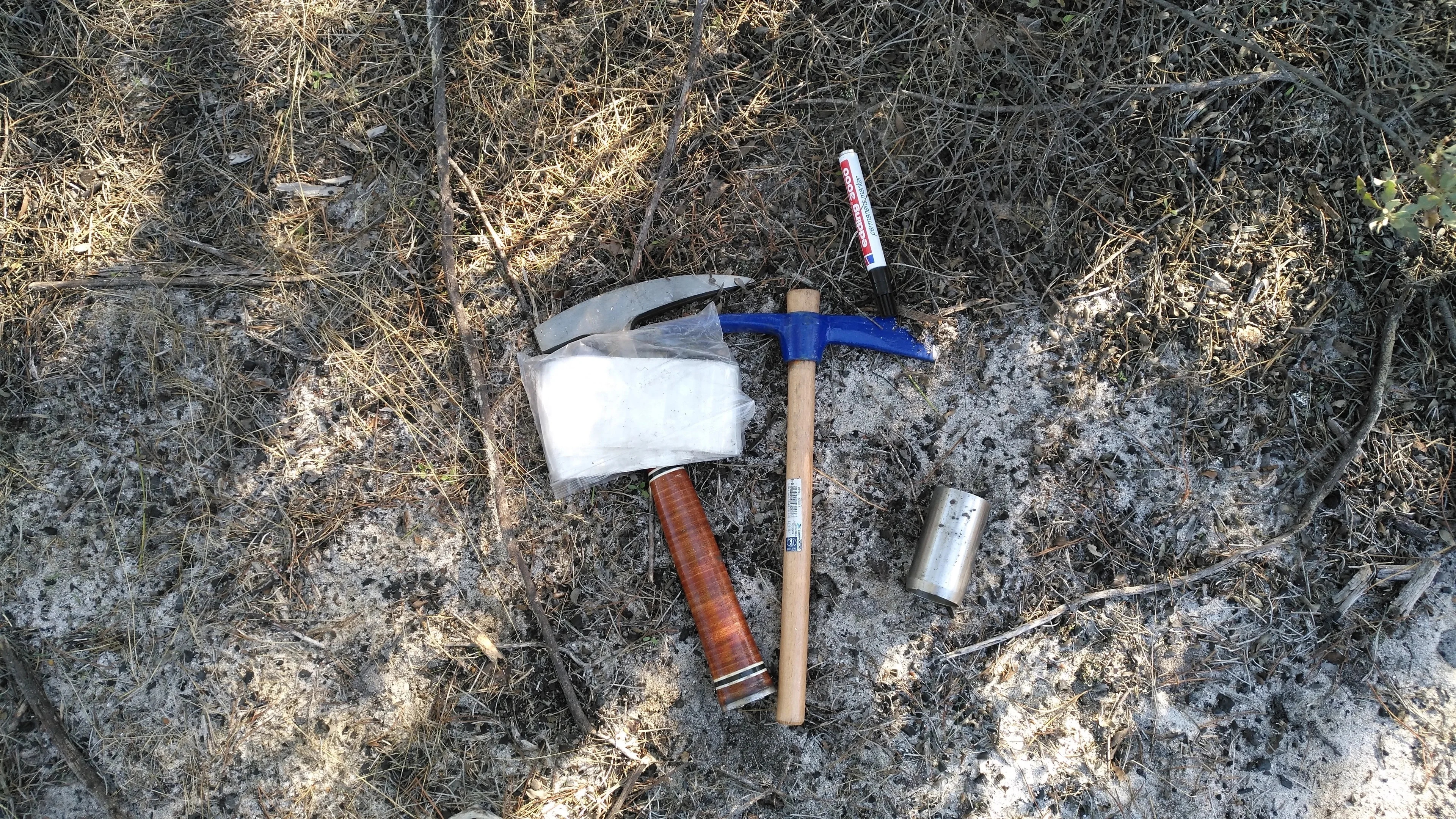 Ready to collect soil samples for aggregation analysis