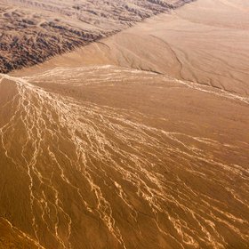 Seasonal runoff in a desert area in Western China