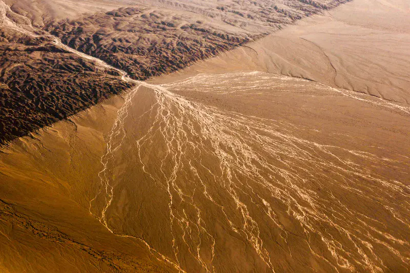 Seasonal runoff in a desert area in Western China