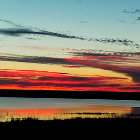 Sunset over a thermokarst lake