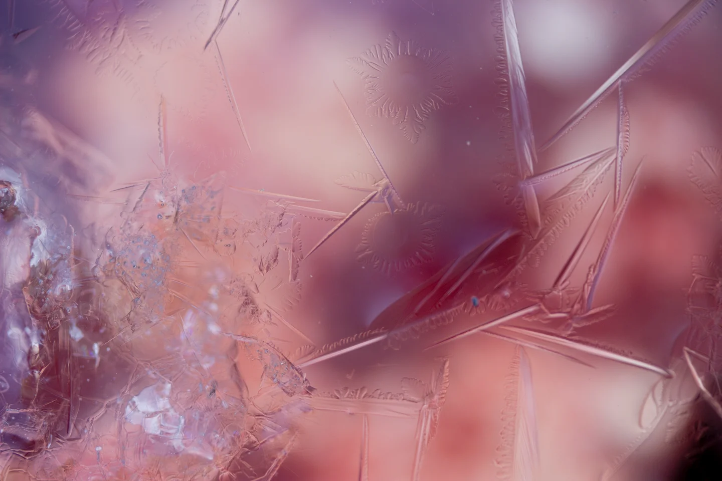 The formation of crystals ice