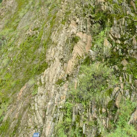 Chevron fold in siliceous rock