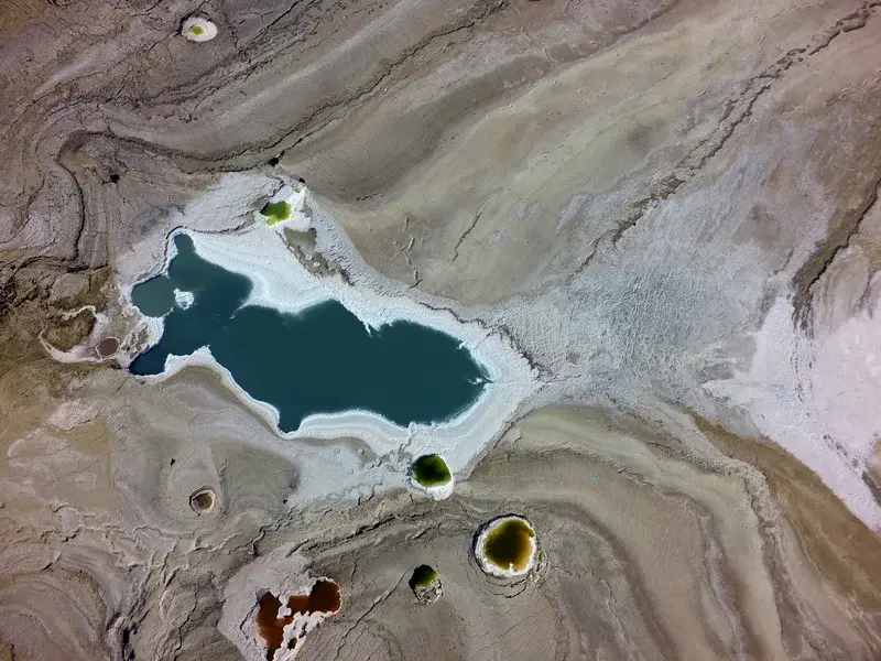 Sinkhole lake system at the Dead Sea