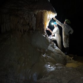 Sampling the underground under Down Under (Waipuna Cave, New Zealand)