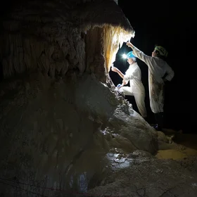 Sampling the underground under Down Under (Waipuna Cave, New Zealand)