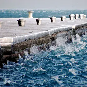 Iced pier in Trieste
