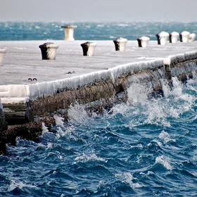 Iced pier in Trieste