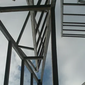 Scaffolding from the caissons in the harbor of Thermaikos