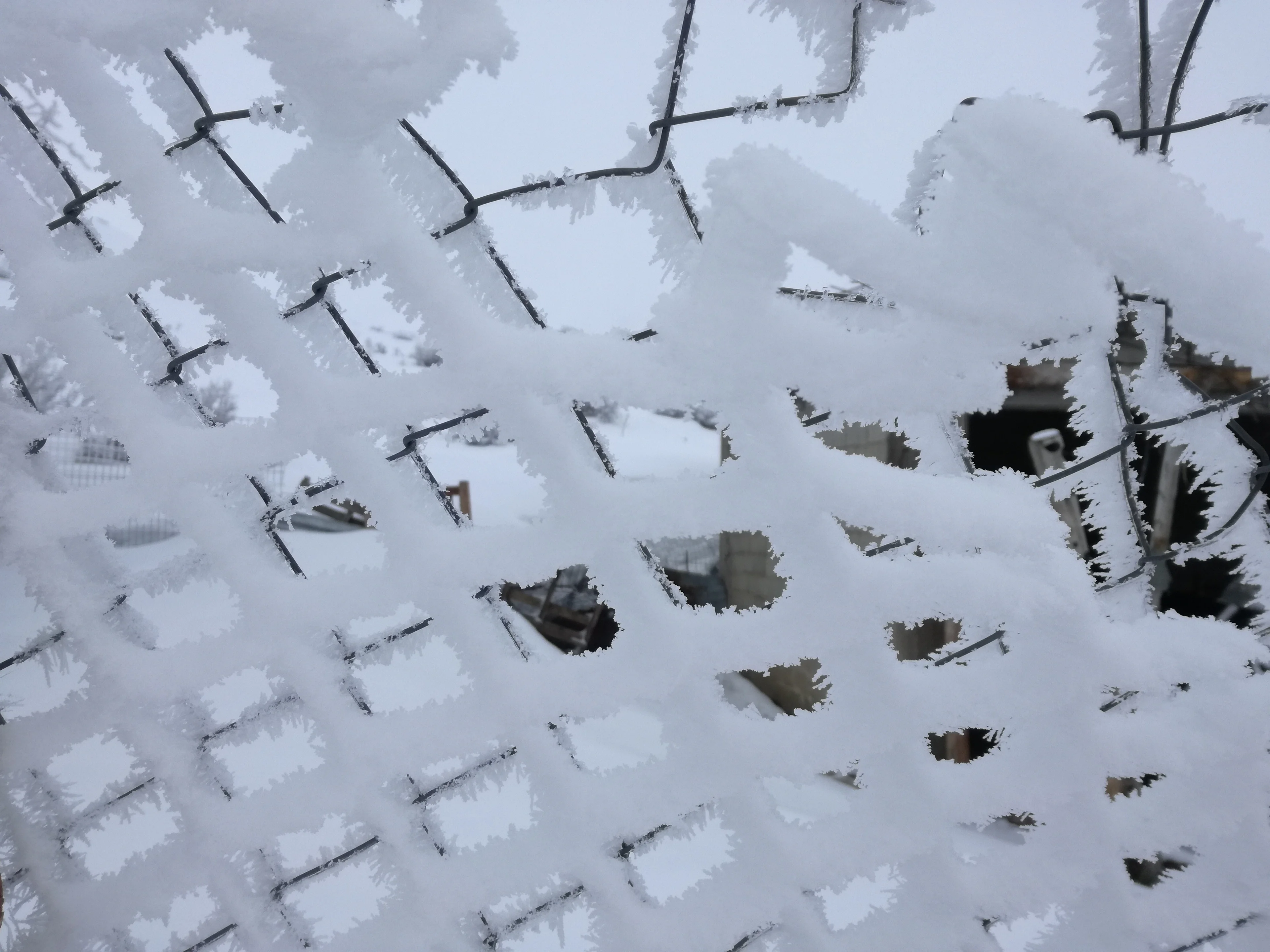 After storm  imprinted on the fence