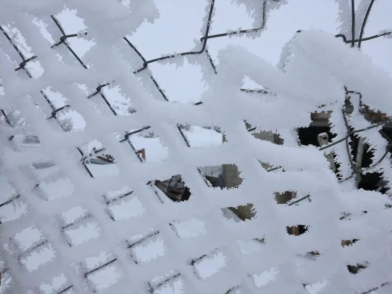 After storm  imprinted on the fence