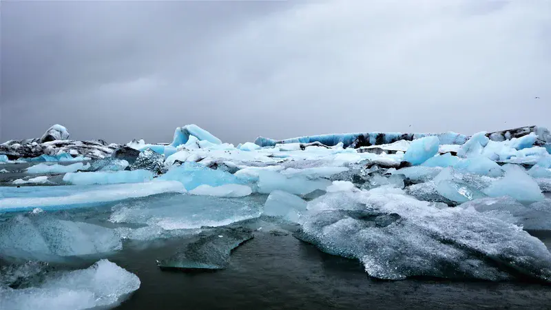 Blue glacier, Iceland. Understanding the Global Warming.
