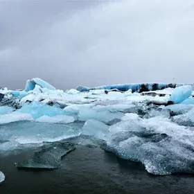 Blue glacier, Iceland. Understanding the Global Warming.