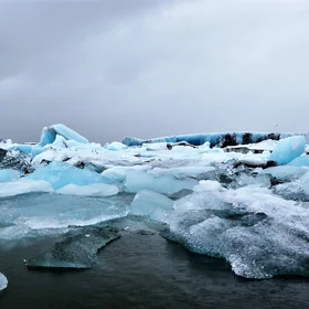 Blue glacier, Iceland. Understanding the Global Warming.