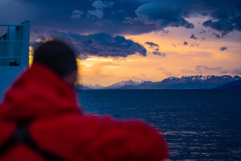 Sunset over the Beagle Channel - leaving Ushuaia
