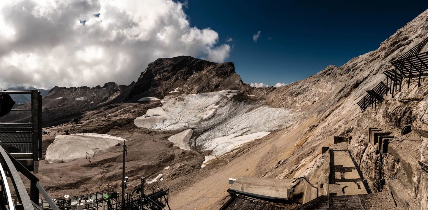Small remnants of Schneeferner glacier at Zugspitze