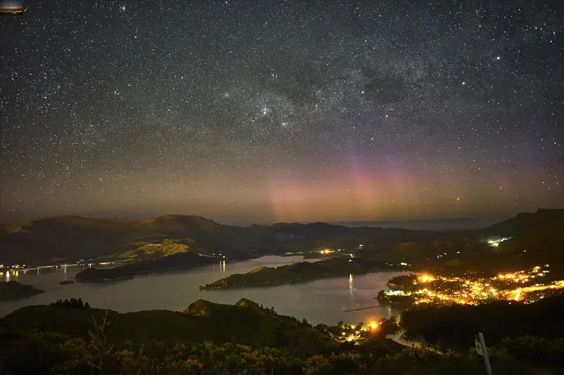 Aurora Australis with Southern Cross and Pointer stars