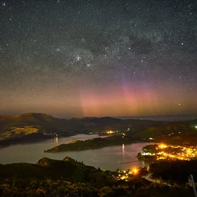 Aurora Australis with Southern Cross and Pointer stars