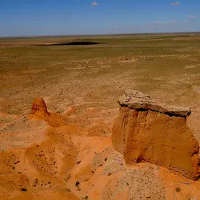 Single Yardang body on the Gobi desert between China and Mongolia
