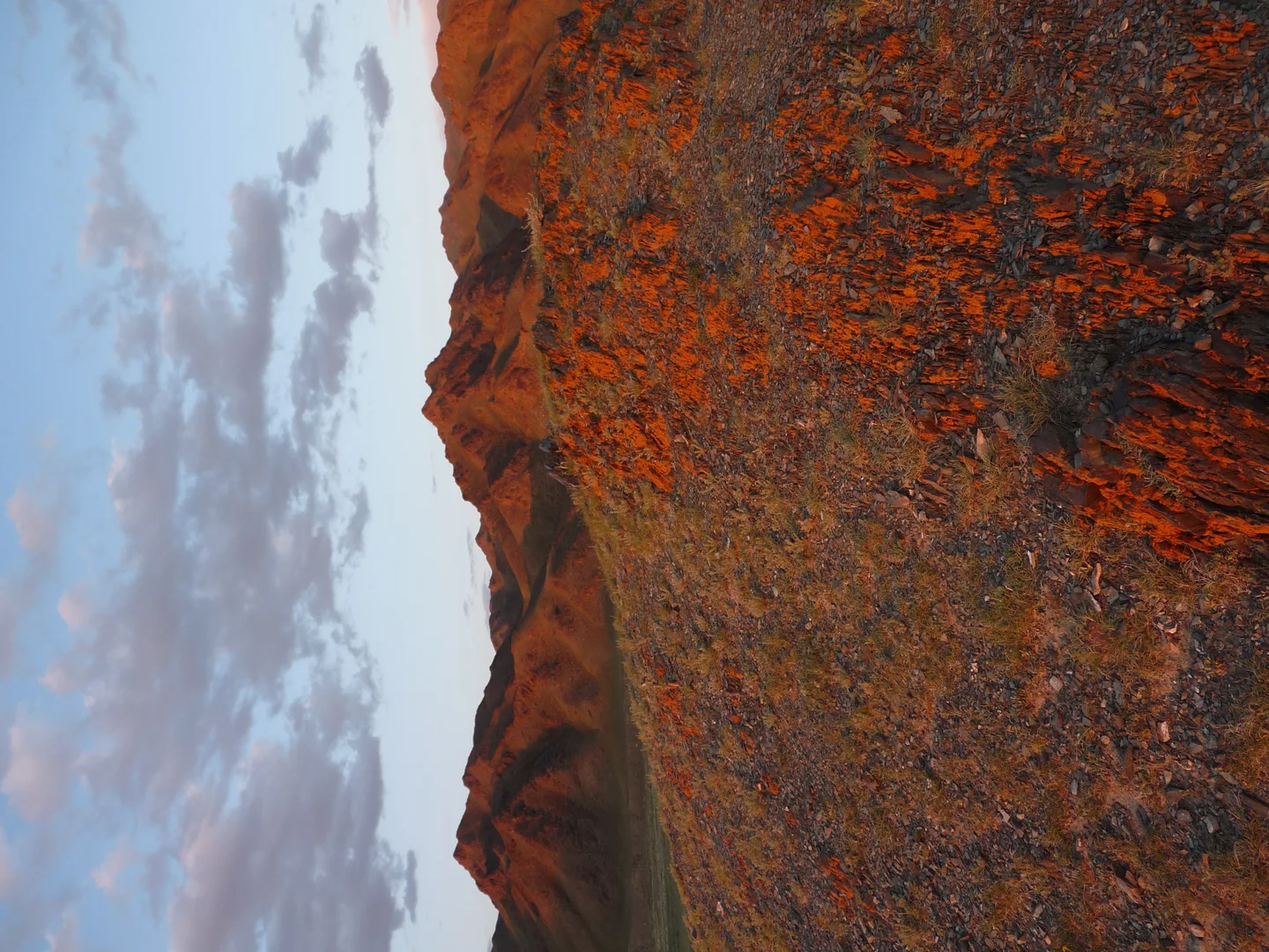 Altai mountains on fire under the Mongolian sunset