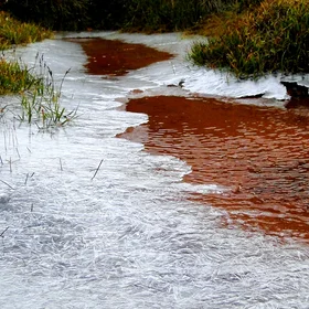 Water stream as cold as ice
