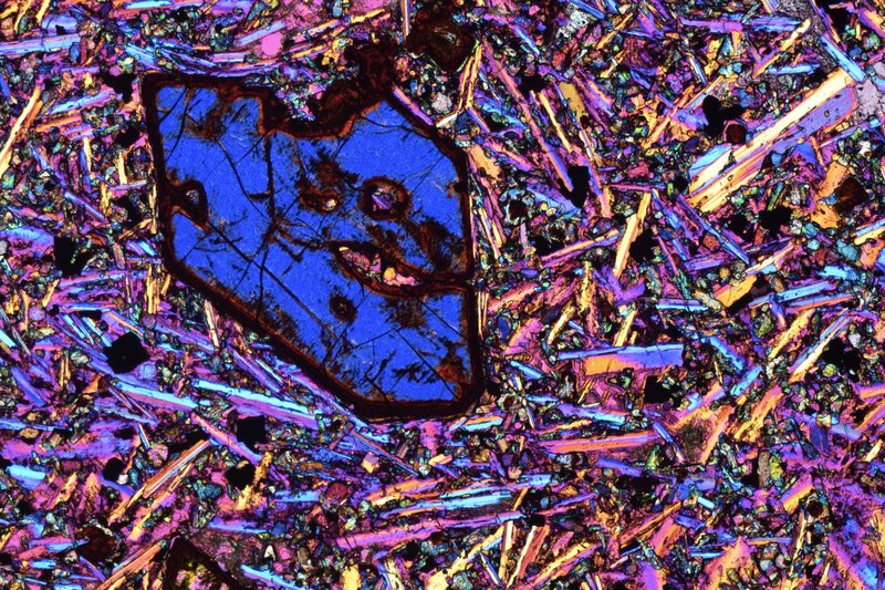 Blue Olivine in an unusual basalt