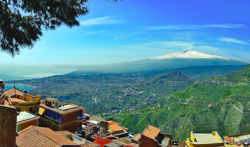 Active volcano Etna in Taormina, Italy