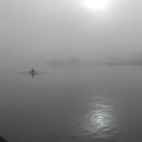 Dense fog over Exeter Quay